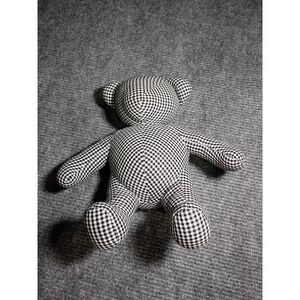 Victory Junction Black And White Gingham Check Stuffed Teddy Bear About 14" Long